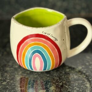 Natural Life "Cup of Courage" Artisan Rainbow Ceramic Mug